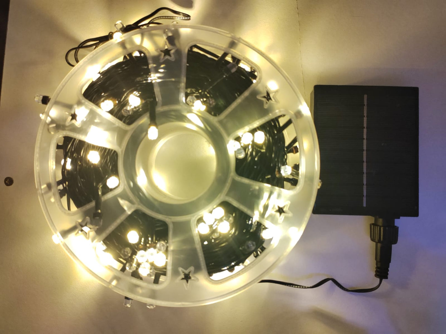 🌟 Luz navideña solar de 50 metros en ambar - Fotos reales