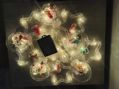 🌟Guirnalda navideña solar con estrellas y esferas ambar - Fotos reales