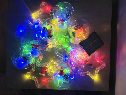 🌟Guirnalda solar estrellas y esferas multicolor - Fotos reales
