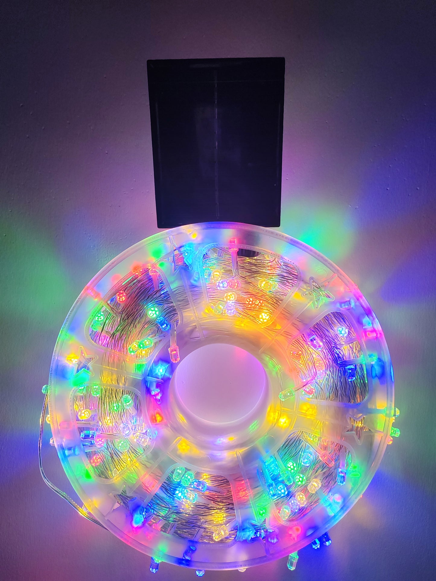 Luz navideña solar multicolor de 100 metros de largo - Panel solar desmontable